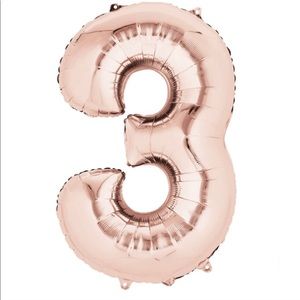 Large Rose Gold Foil Balloon - Number 3
